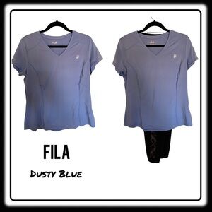 FILA dusty blue workout shirt. size XL. Stretchy and lightweight!